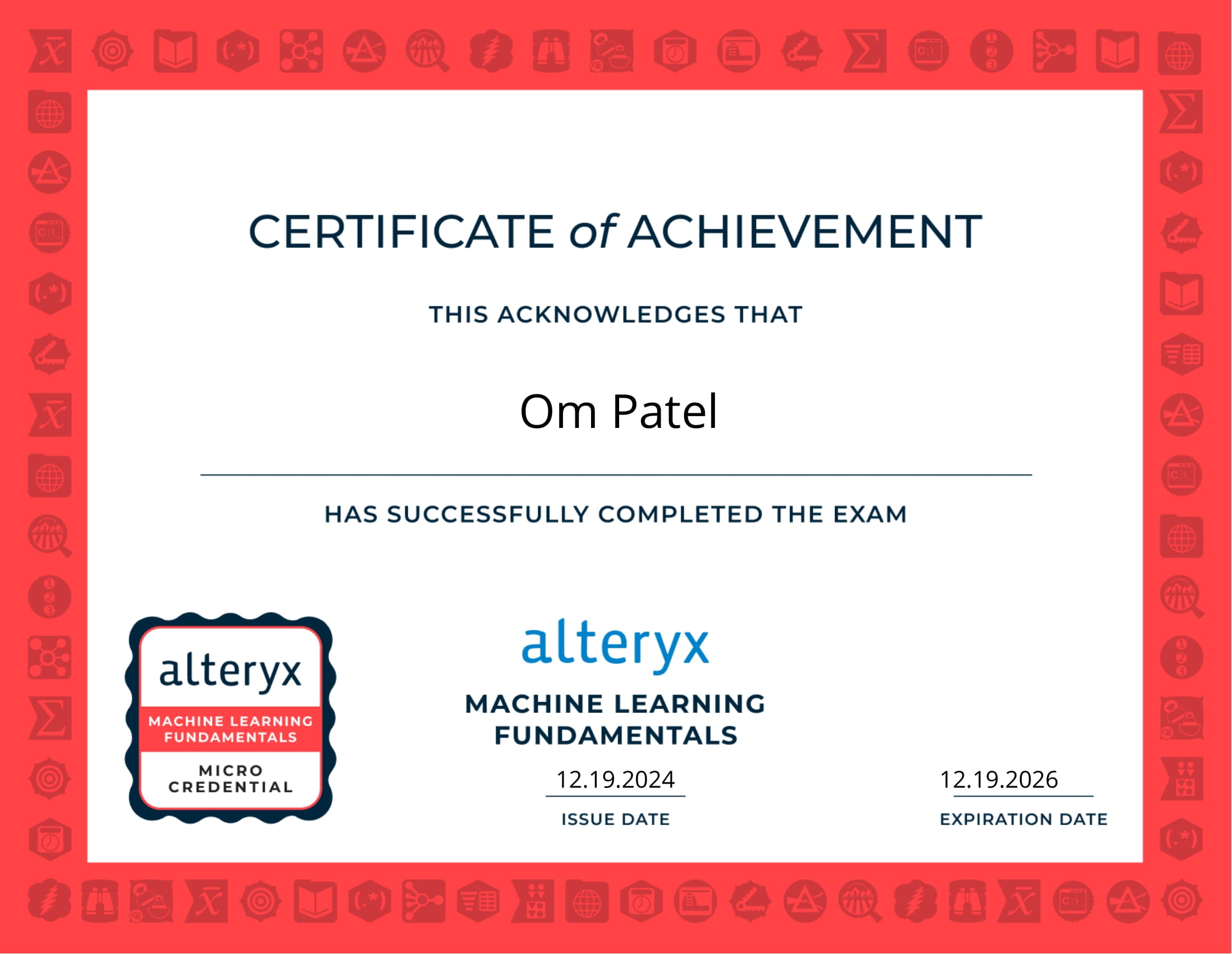 /Alteryx Machine Learning Fundamentals Certificate